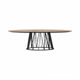 Acco Oval Dining Table: Small + Canaletto Walnut + Black Ash