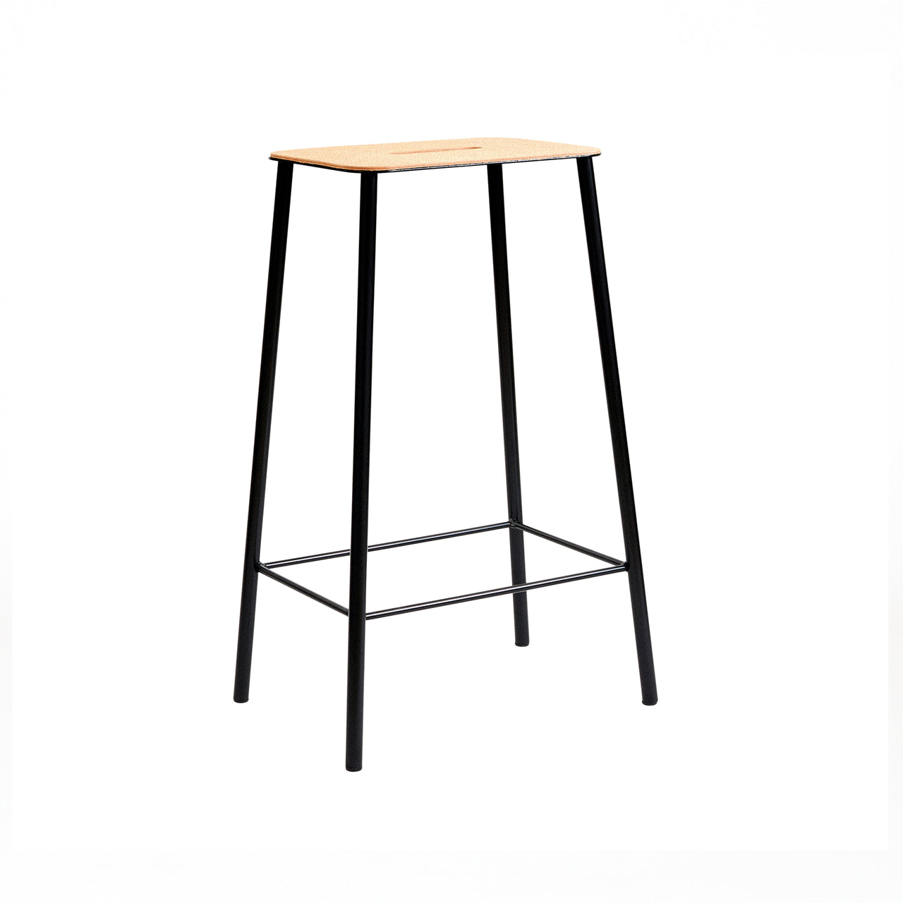 Adam Stool: Upholstered + Counter + Black + Natural Leather