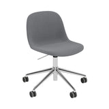 Fiber Side Chair: Swivel Base with Castors & Gaslift + Recycled Shell + Upholstered + Polished Aluminum + Black