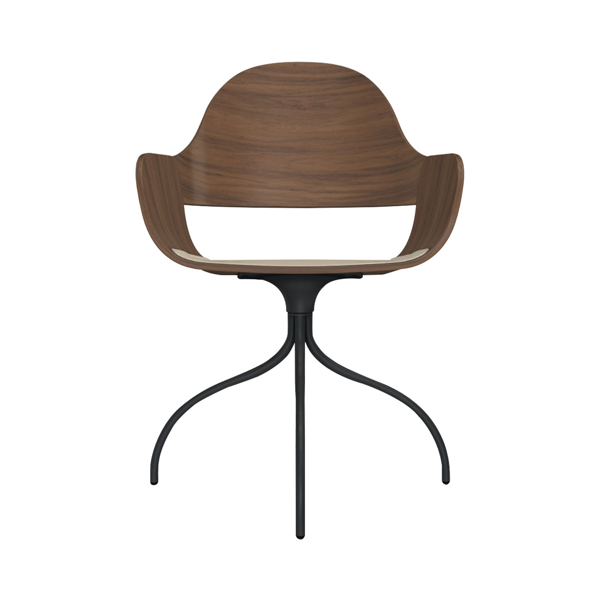 Showtime Nude Chair with Swivel Base: Seat Upholstered + Walnut + Anthracite Grey