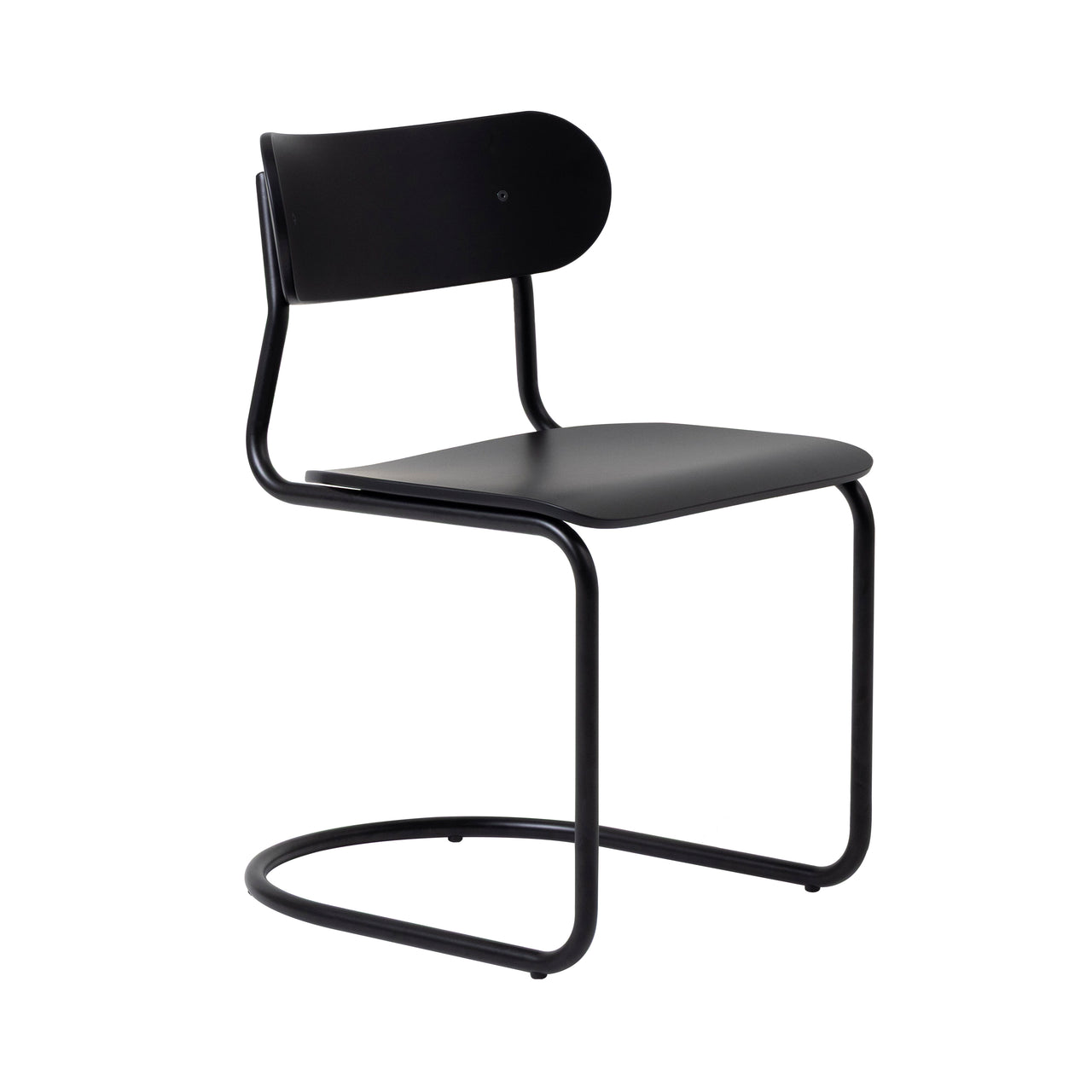 Archer Cantilever Chair: Black + Black Stained Beech