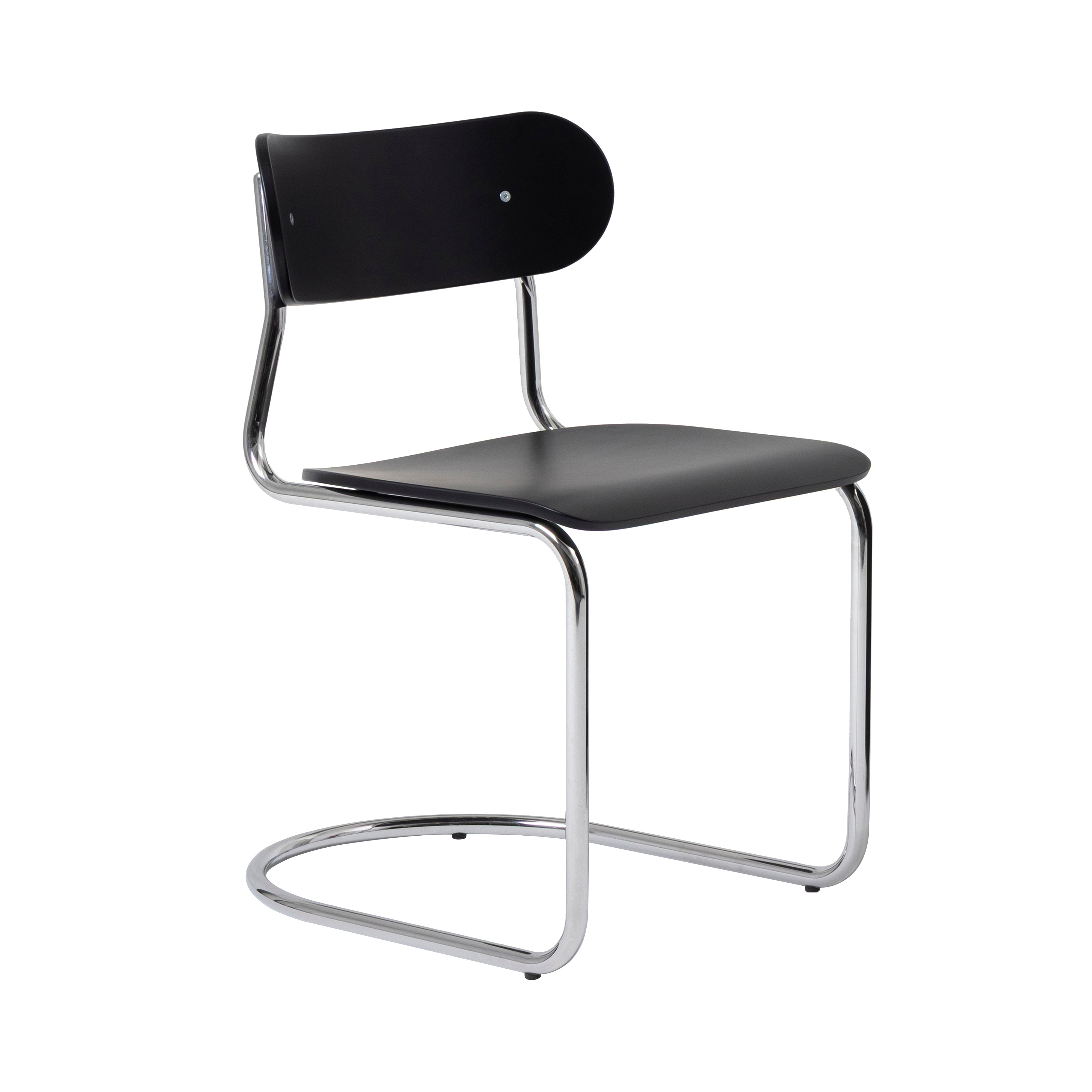 Archer Cantilever Chair: Chrome + Black Stained Beech