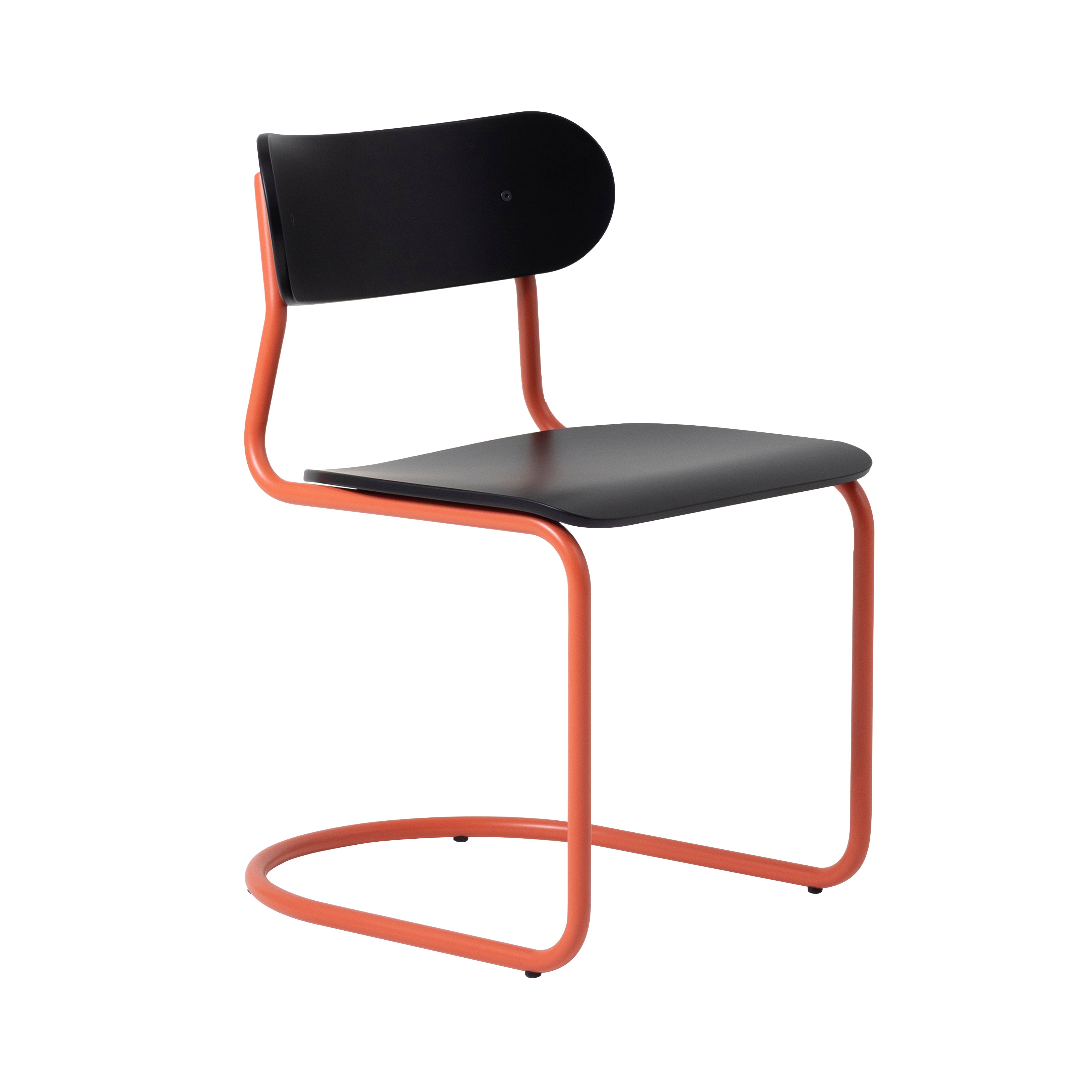 Archer Cantilever Chair: Salmon Orange + Black Stained Beech