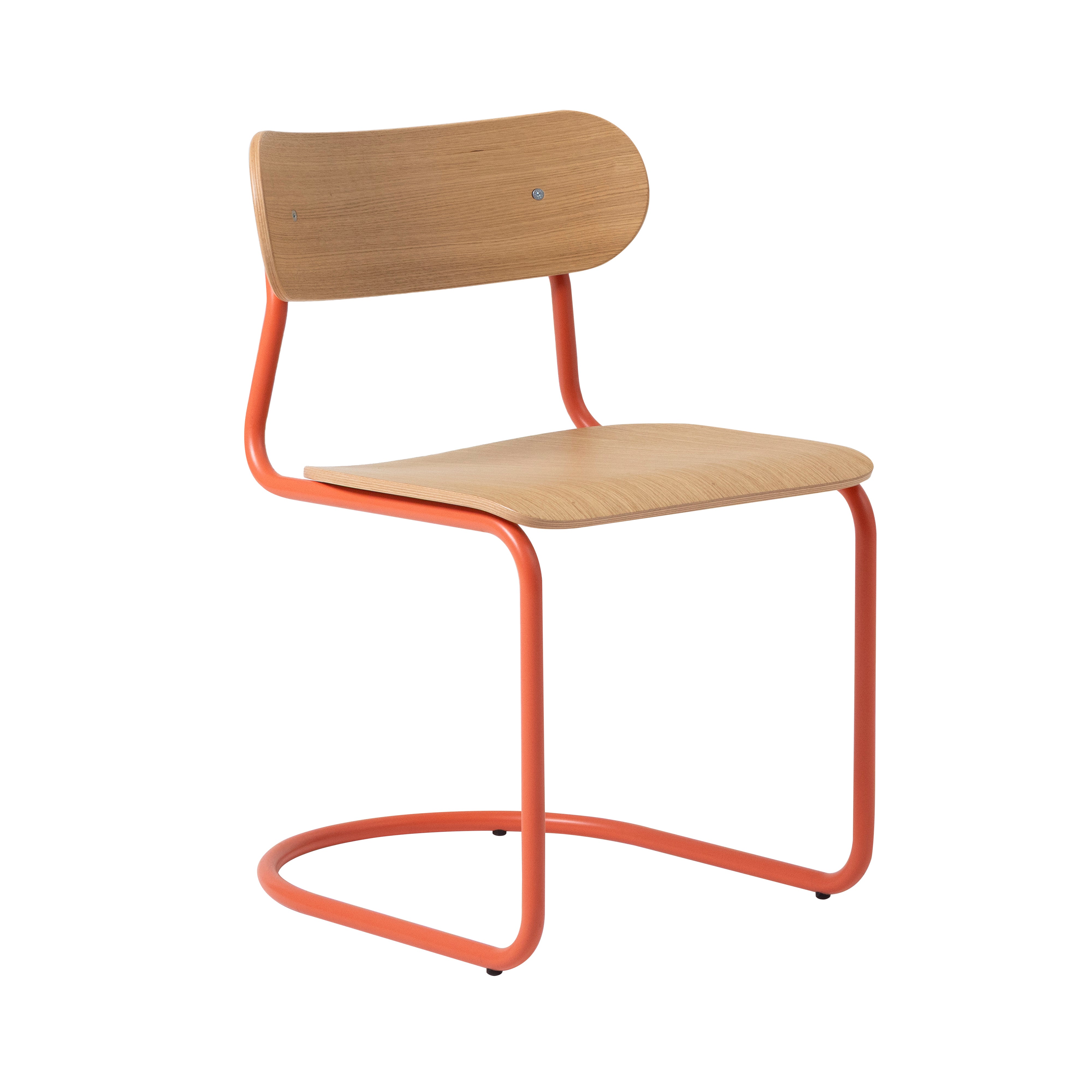 Archer Cantilever Chair: Salmon Orange + Oak