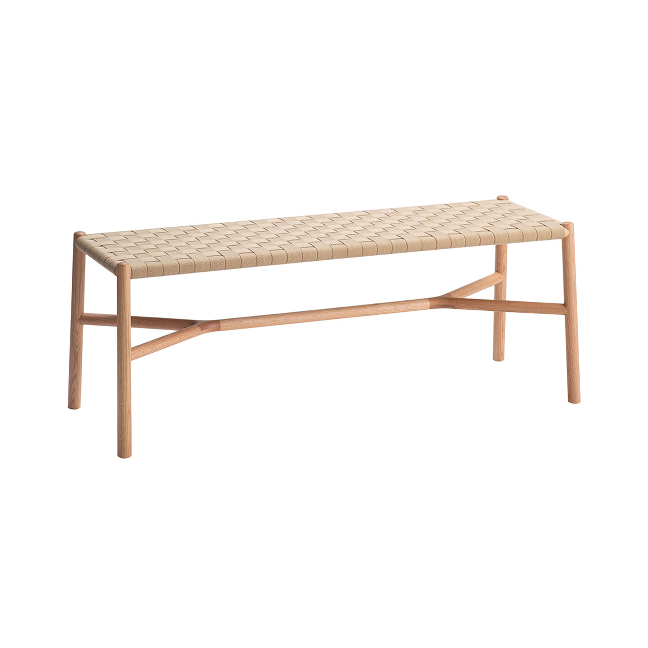 Ariake Bench: Leather Strap + Beige + White Oak