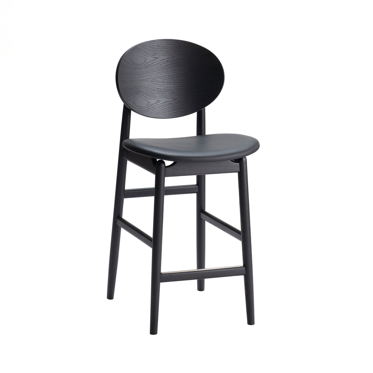 Outline Bar Stool: Seat Upholstered + Sumi Ash