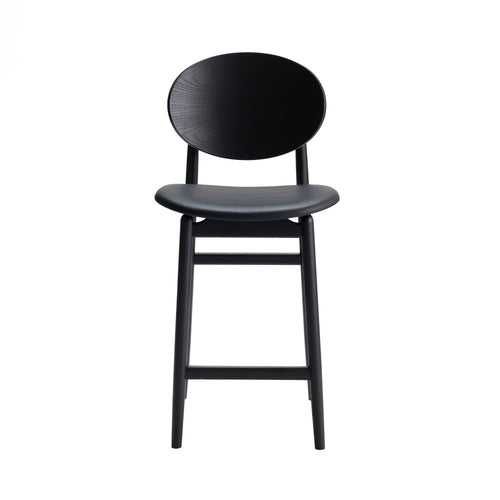 Outline Bar Stool: Seat Upholstered + Sumi Ash