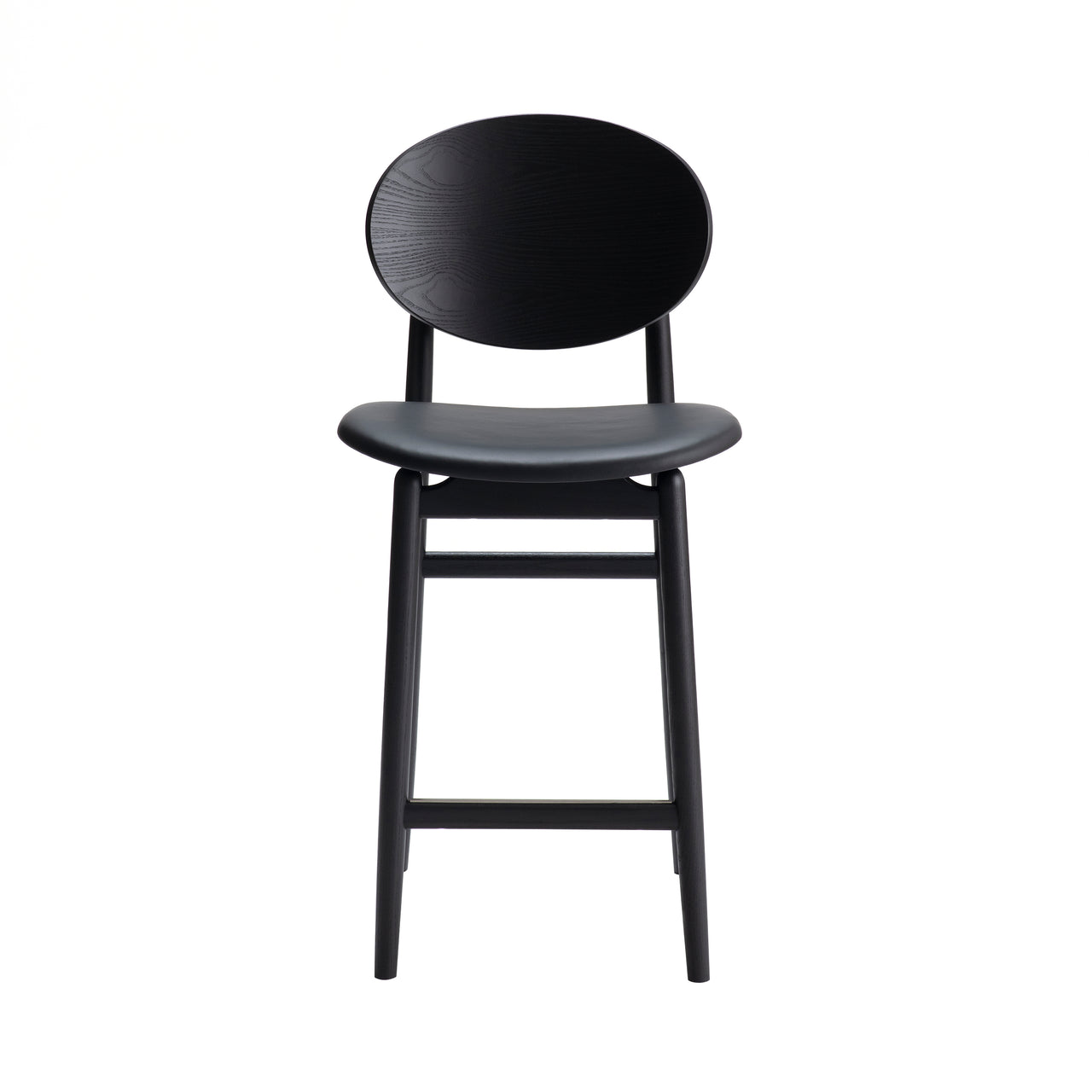 Outline Bar Stool: Seat Upholstered + Sumi Ash