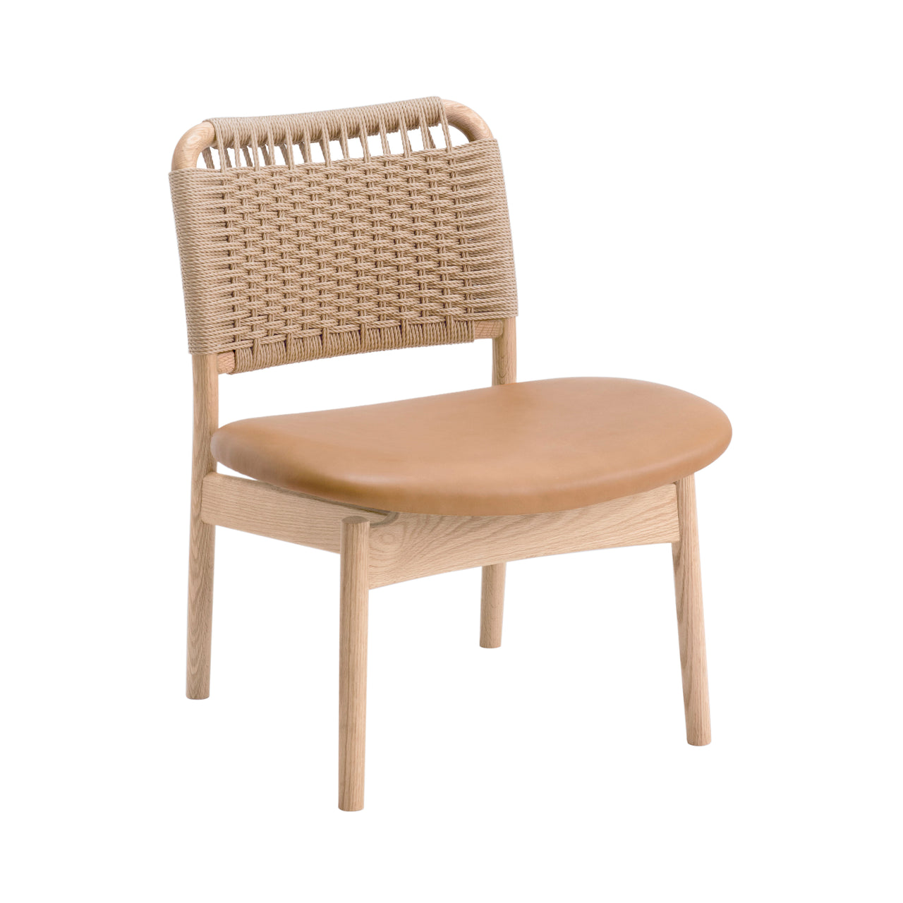 Saga Low Chair: Natural Papercord Backrest + Set of 2 + White Oak