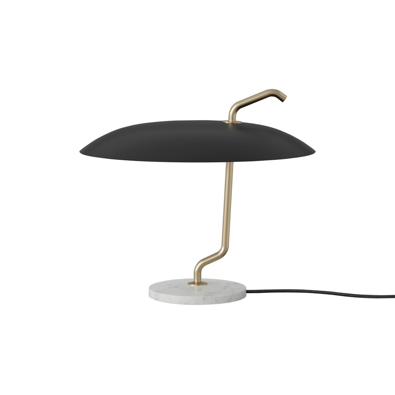 Model 537 Table Lamp: Brass + Black + White Marble
