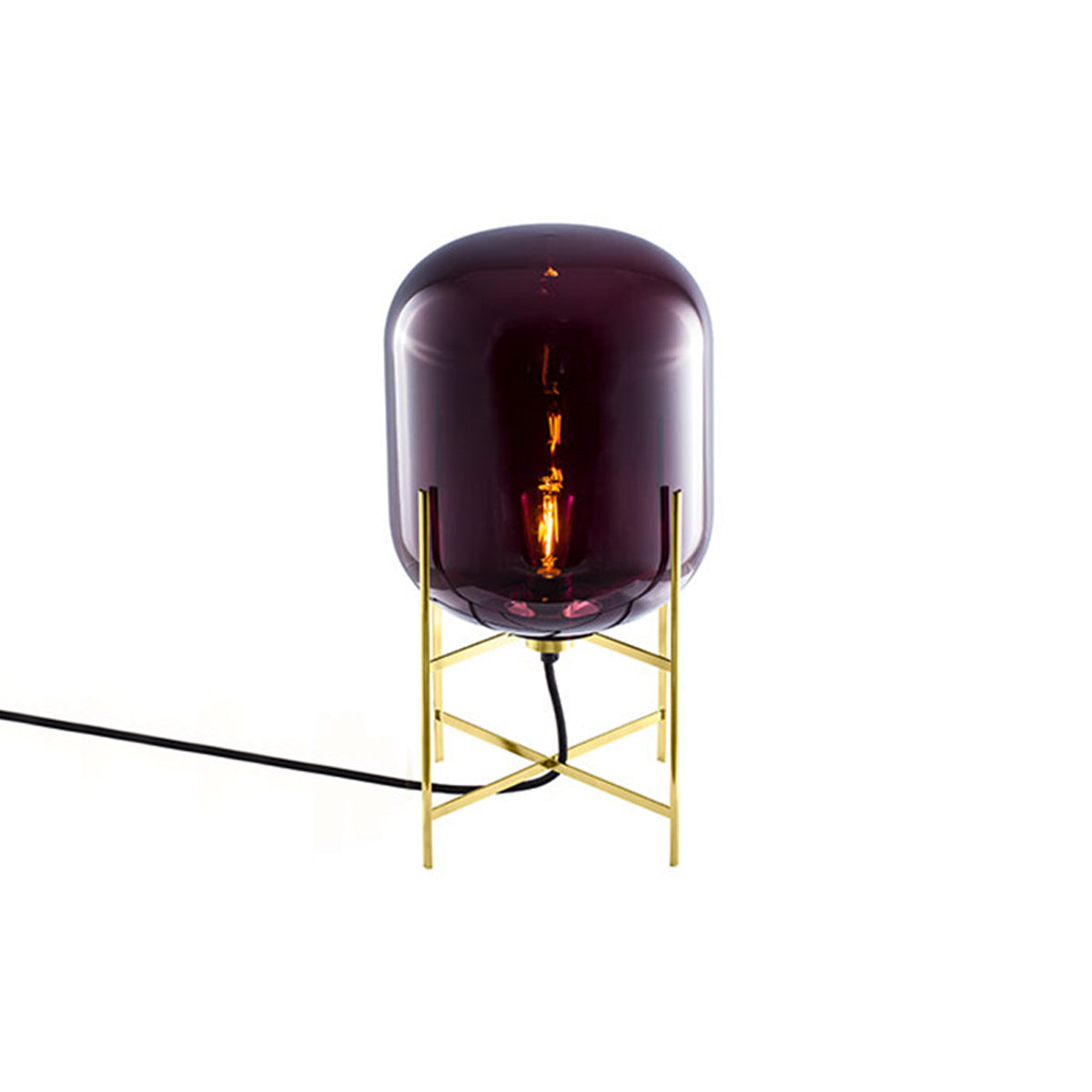 Oda Table Lamp: Aubergine + Brass
