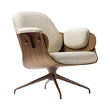 Low Lounger Chair with Swivel Base: Walnut Nature Effect + Pale Brown