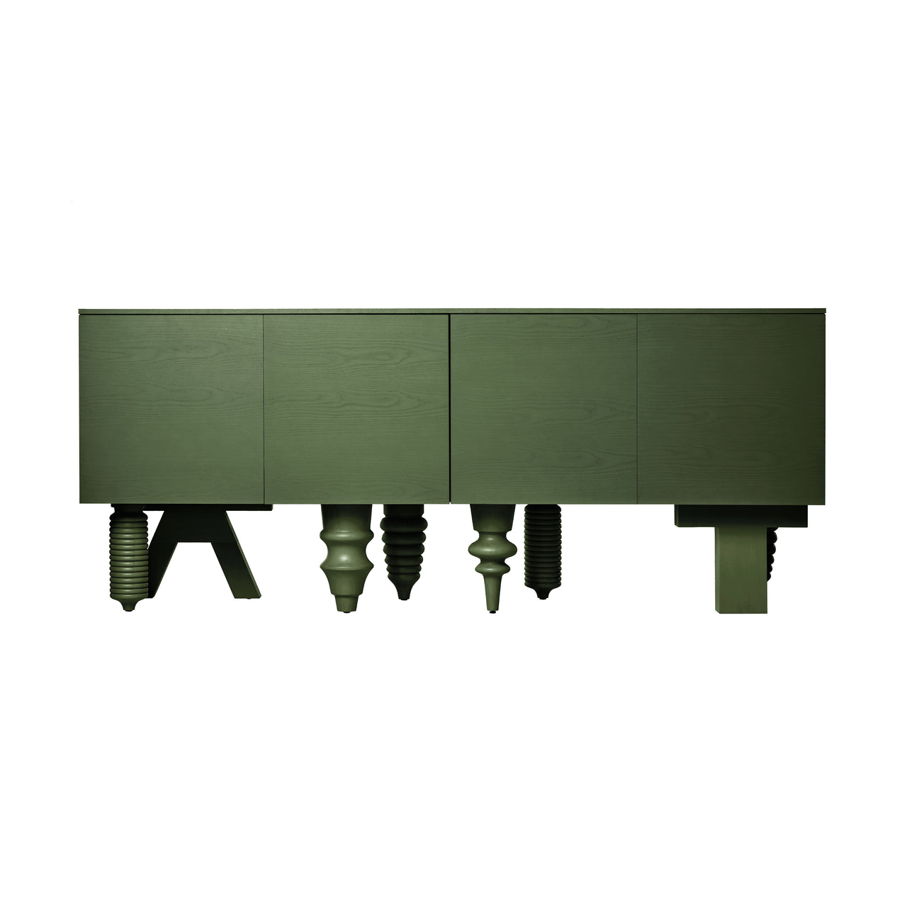 Multileg Cabinet: Olive Green Stained Ash + Configuration 4