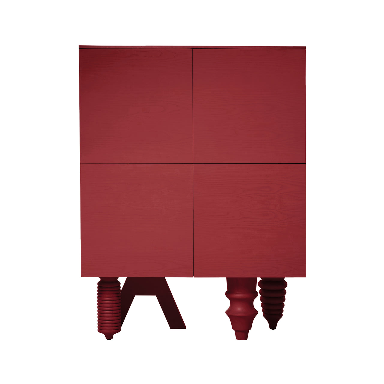Multileg Cabinet: Berry Red Stained Ash + Configuration 2