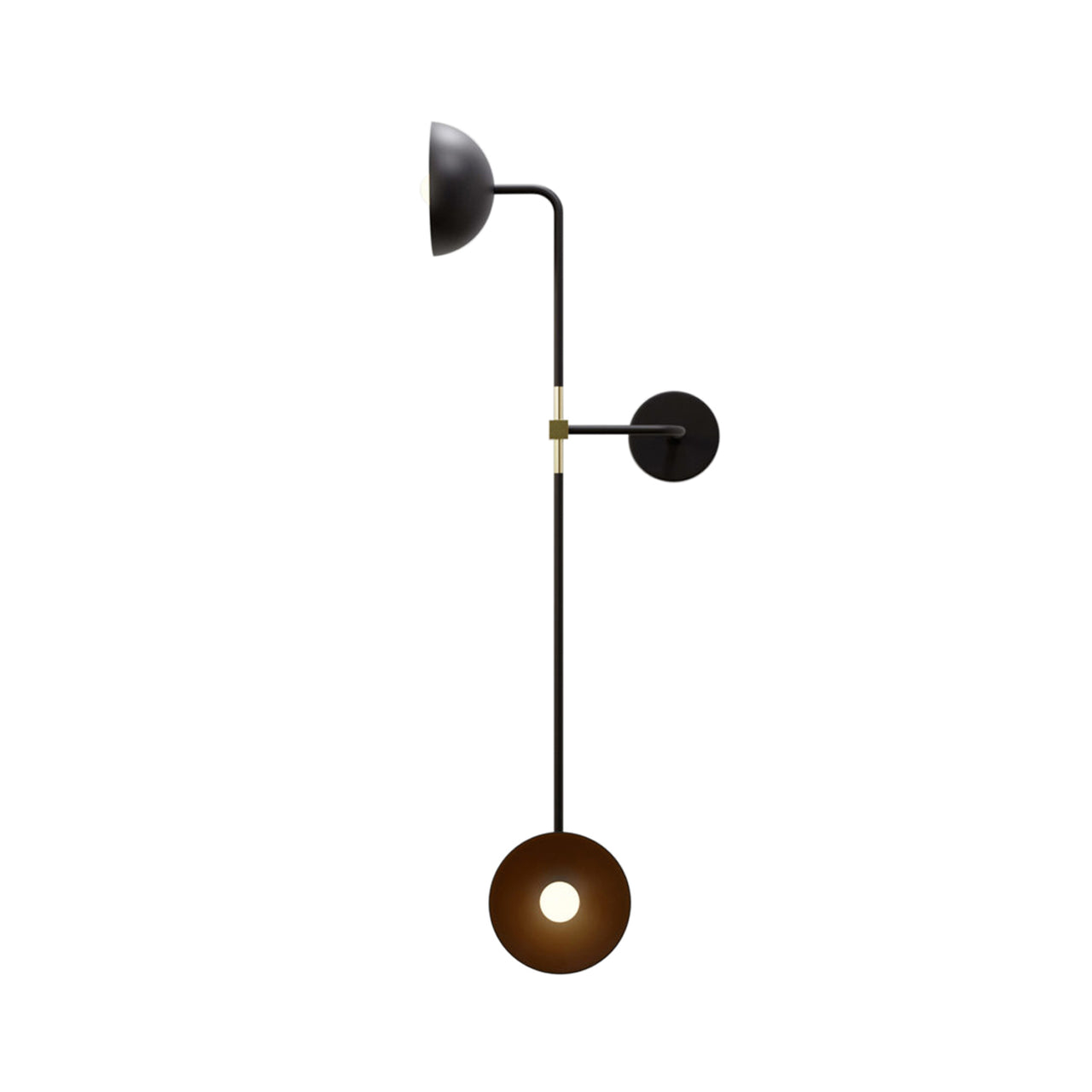 Beaubien Wall Double Shade Lamp: Black + Brass + Reversed