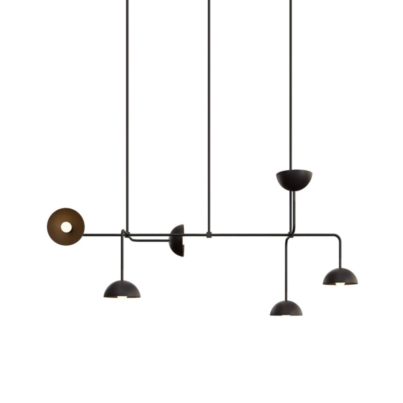 Beaubien Suspension 08 Lamp with Domes: Black + Graphite