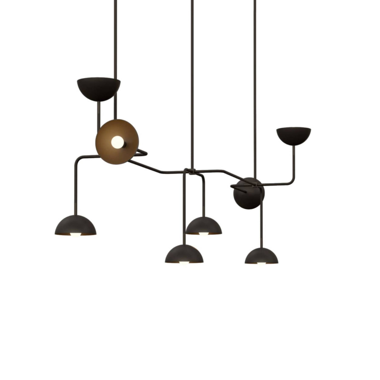 Beaubien Suspension 09 Lamp with Domes: Graphite