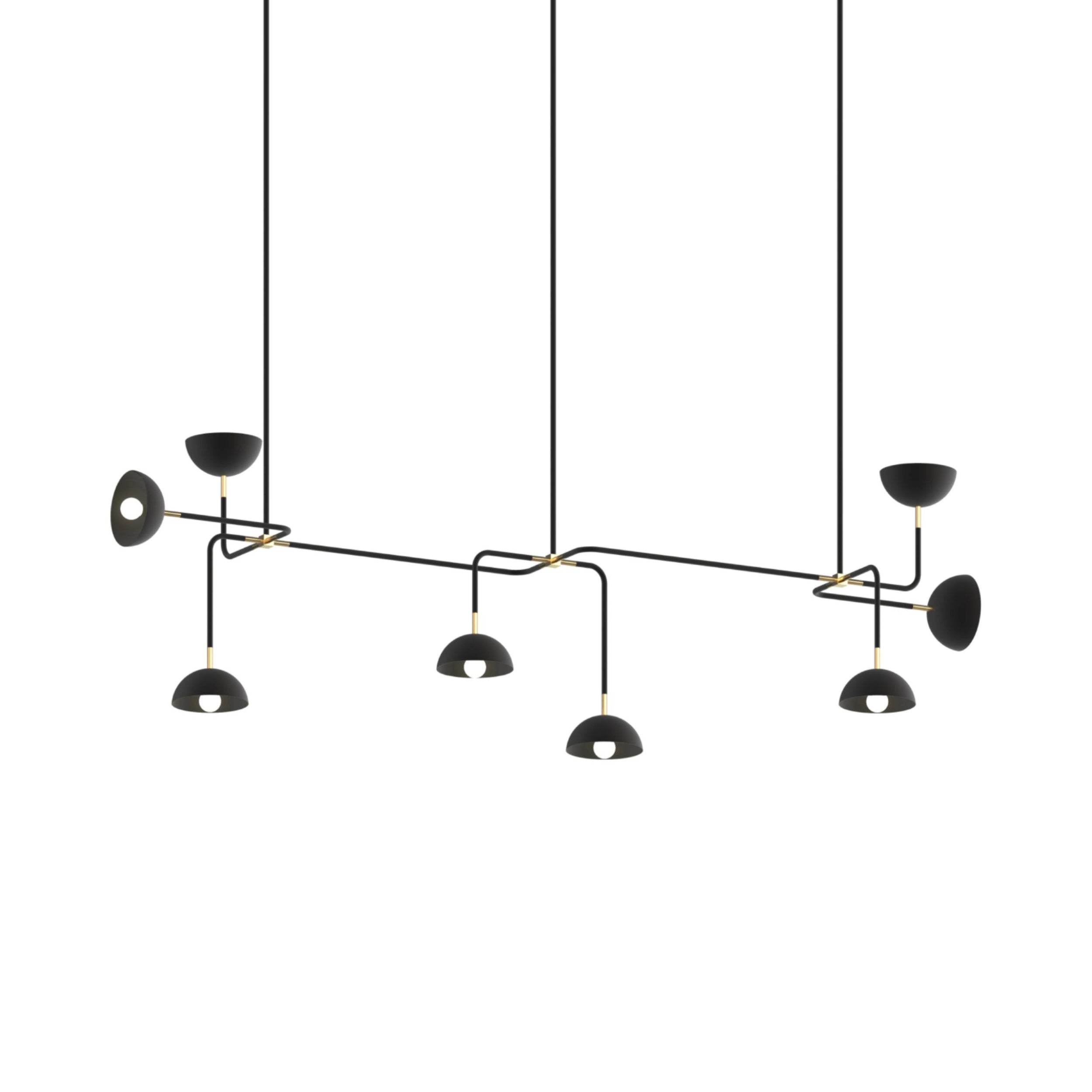 Beaubien Suspension 09 Lamp with Domes: Brass