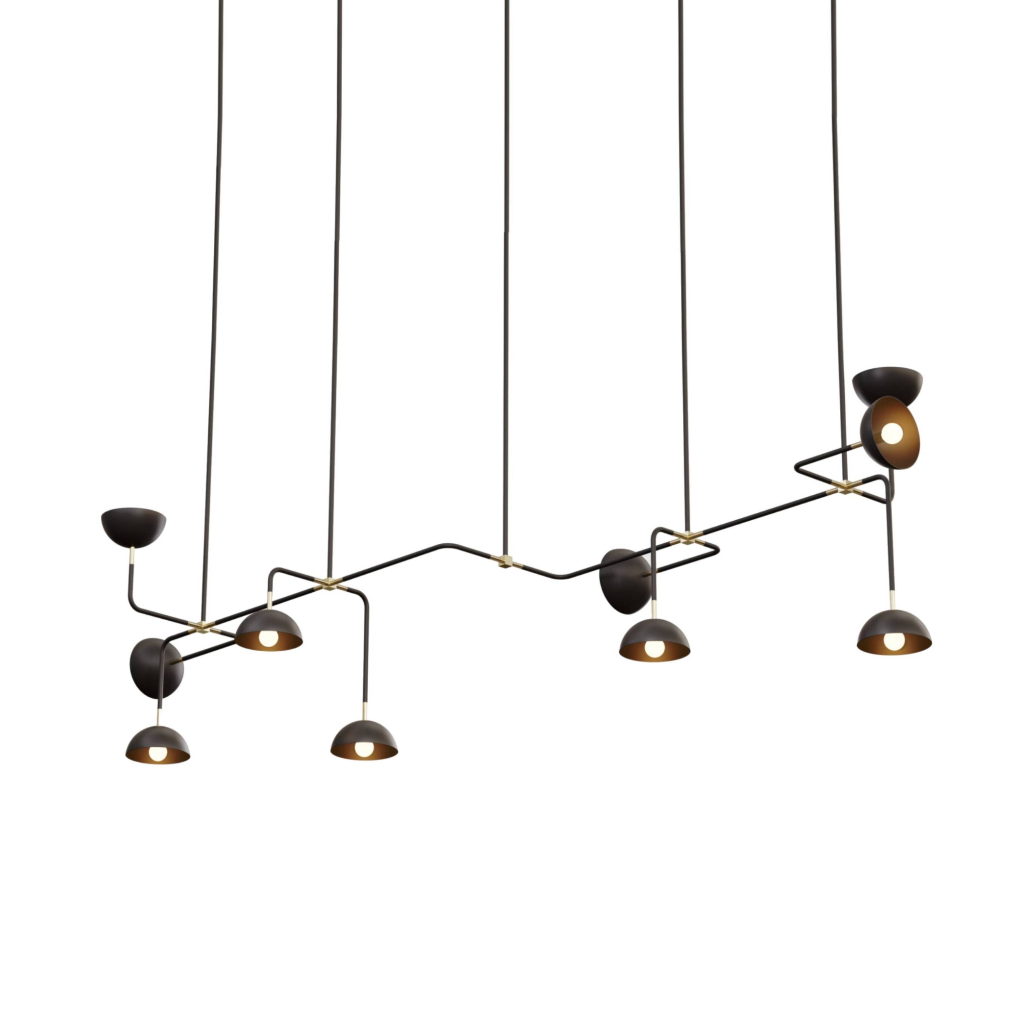 Beaubien Suspension 10 Lamp with Domes: Brass