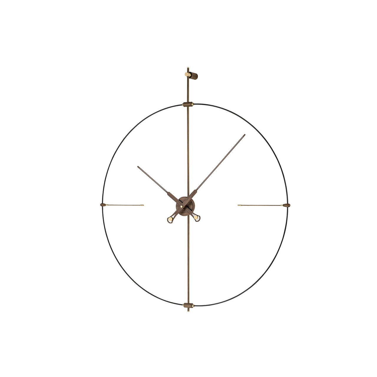 Bilbao Premium Wall Clock: Black Fiberglass + Walnut