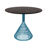 Bistro Dining Table: Peacock Blue + Black  Ceramic