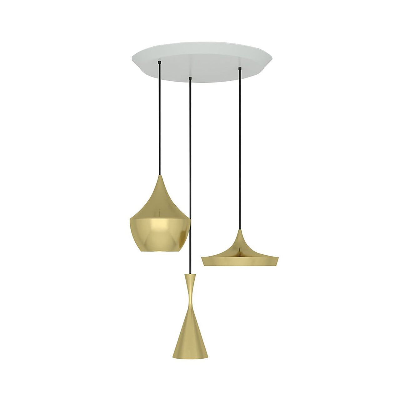 Beat Trio Round Pendant System: Brass
