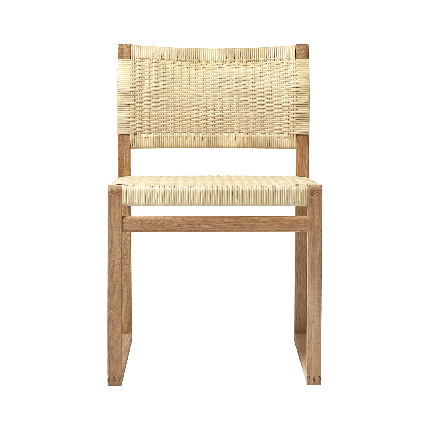 BM62 + BM61 Chair: Natural Cane Wicker + Without Arm + Oiled Oak