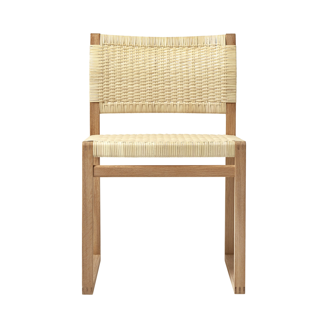 BM62 + BM61 Chair: Natural Cane Wicker + Without Arm + Oiled Oak