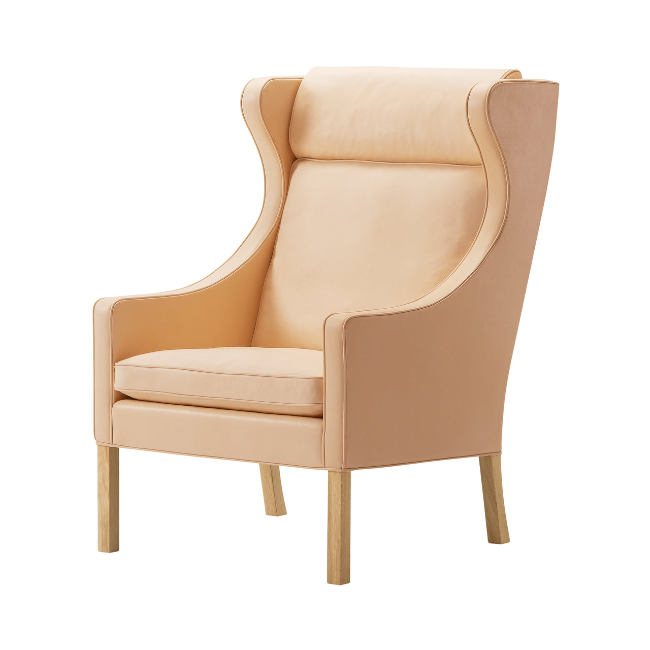 Mogensen 2204 Wing Chair: Soaped Oak + Without Footstool