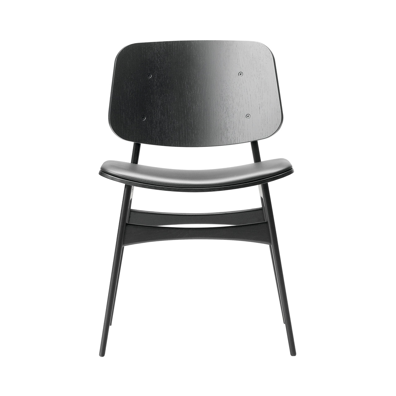 Søborg Wood Base Chair: Seat Upholstered + Black Lacquered Oak