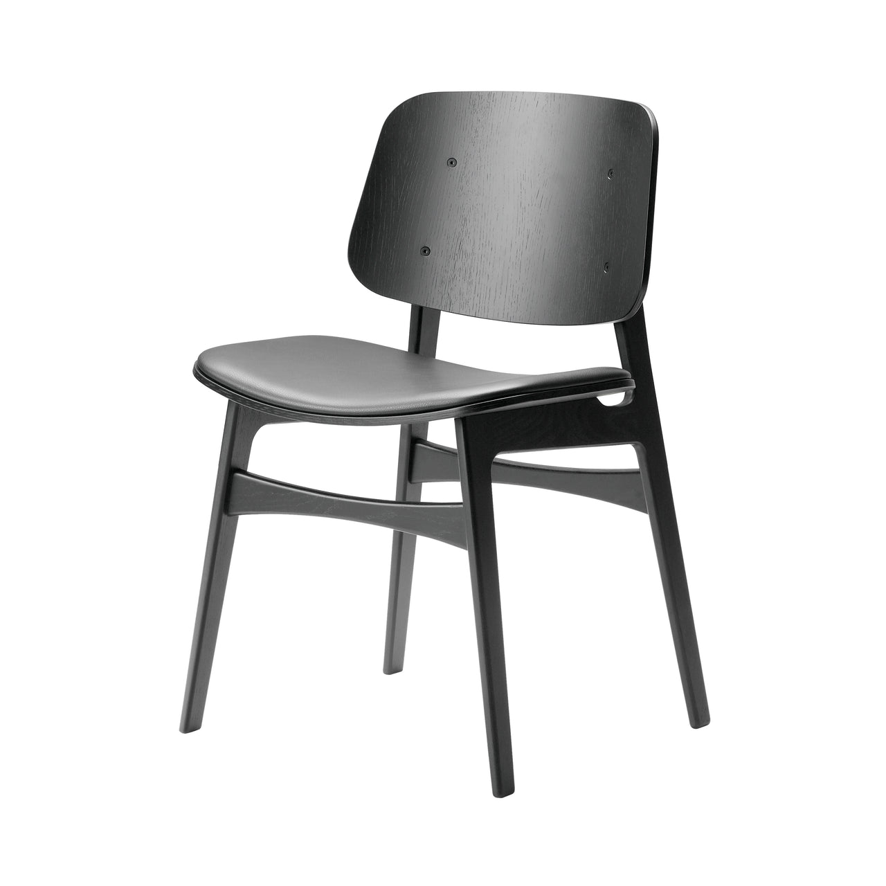 Søborg Chair: Wood Base + Seat Upholstered + Black Lacquered Oak