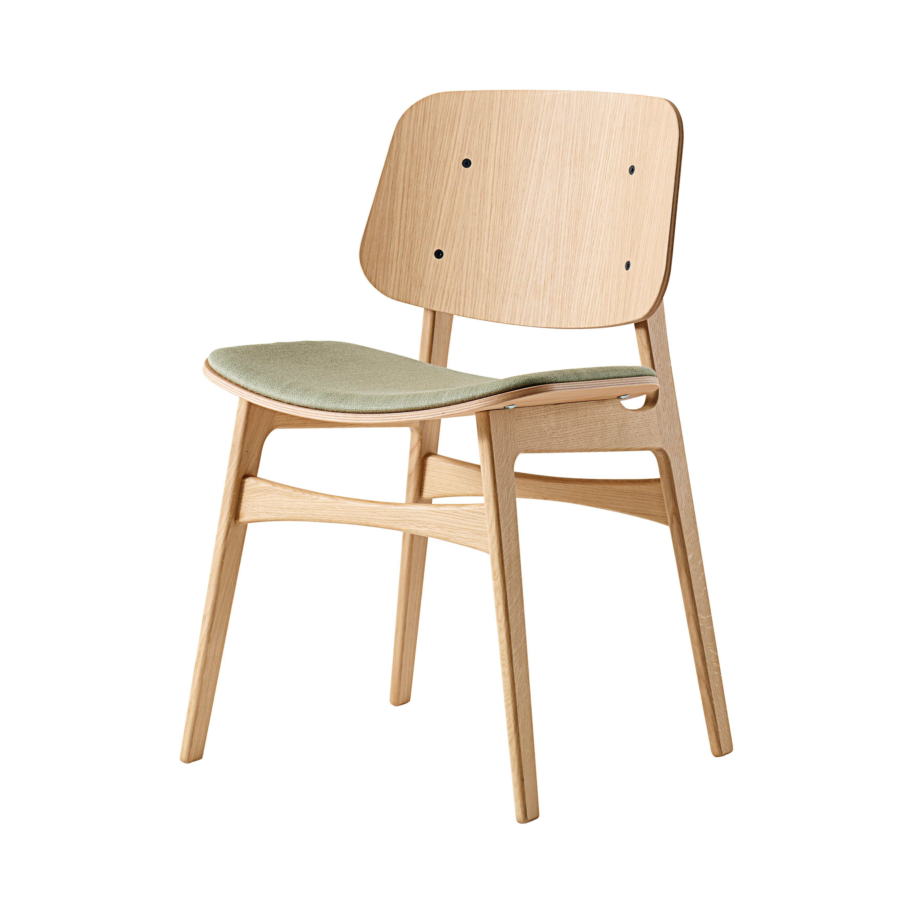 Søborg Wood Base Chair: Seat Upholstered + Lacquered Oak