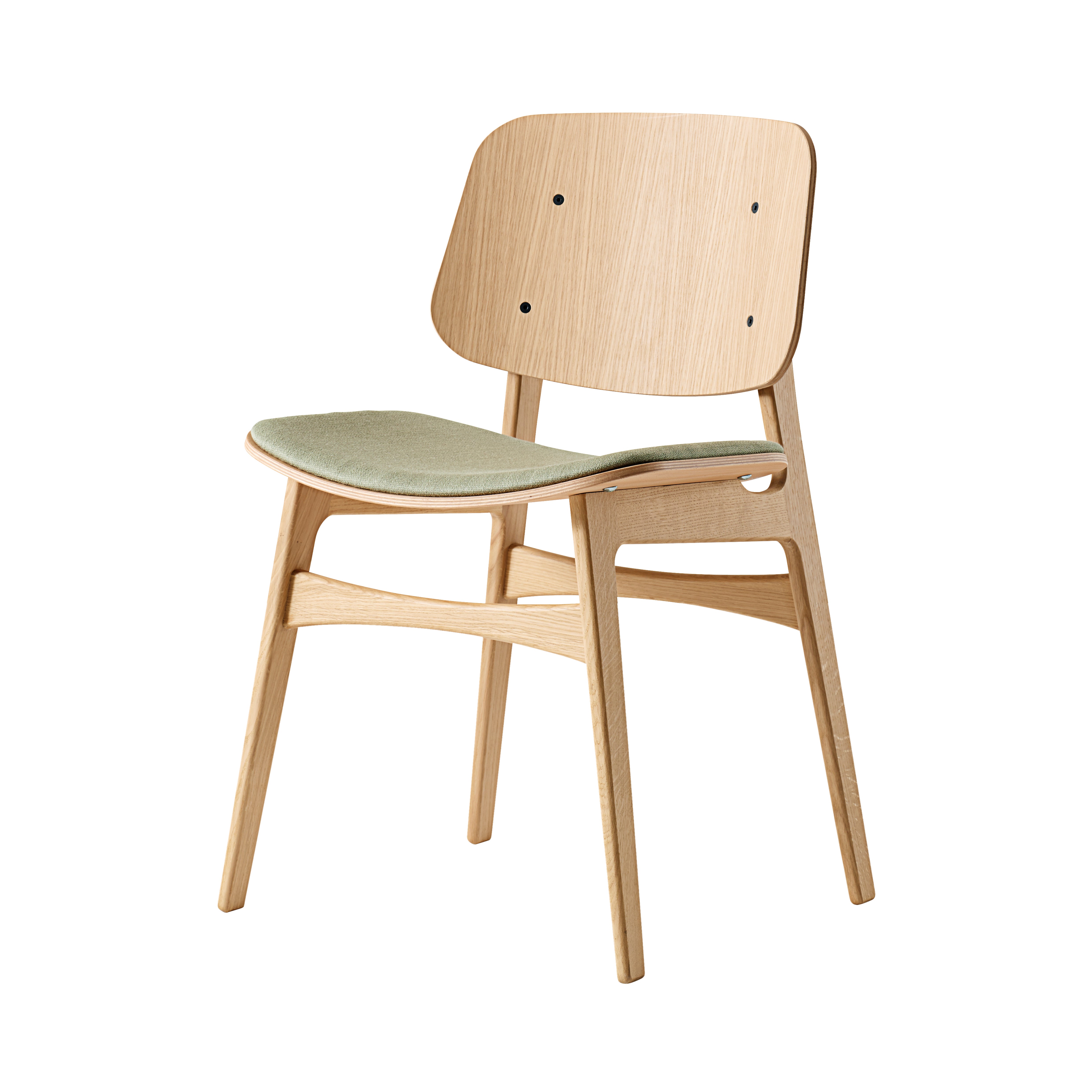 Søborg Chair: Wood Base + Seat Upholstered + Lacquered Oak