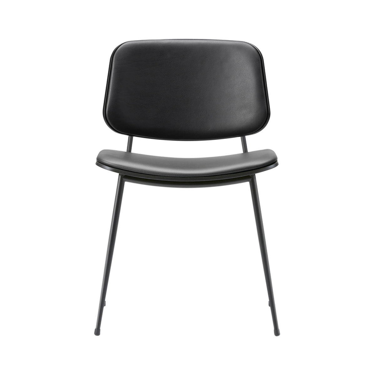 Soborg Metal Base Chair: Seat + Back Upholstered + Black Lacquered Oak + Black