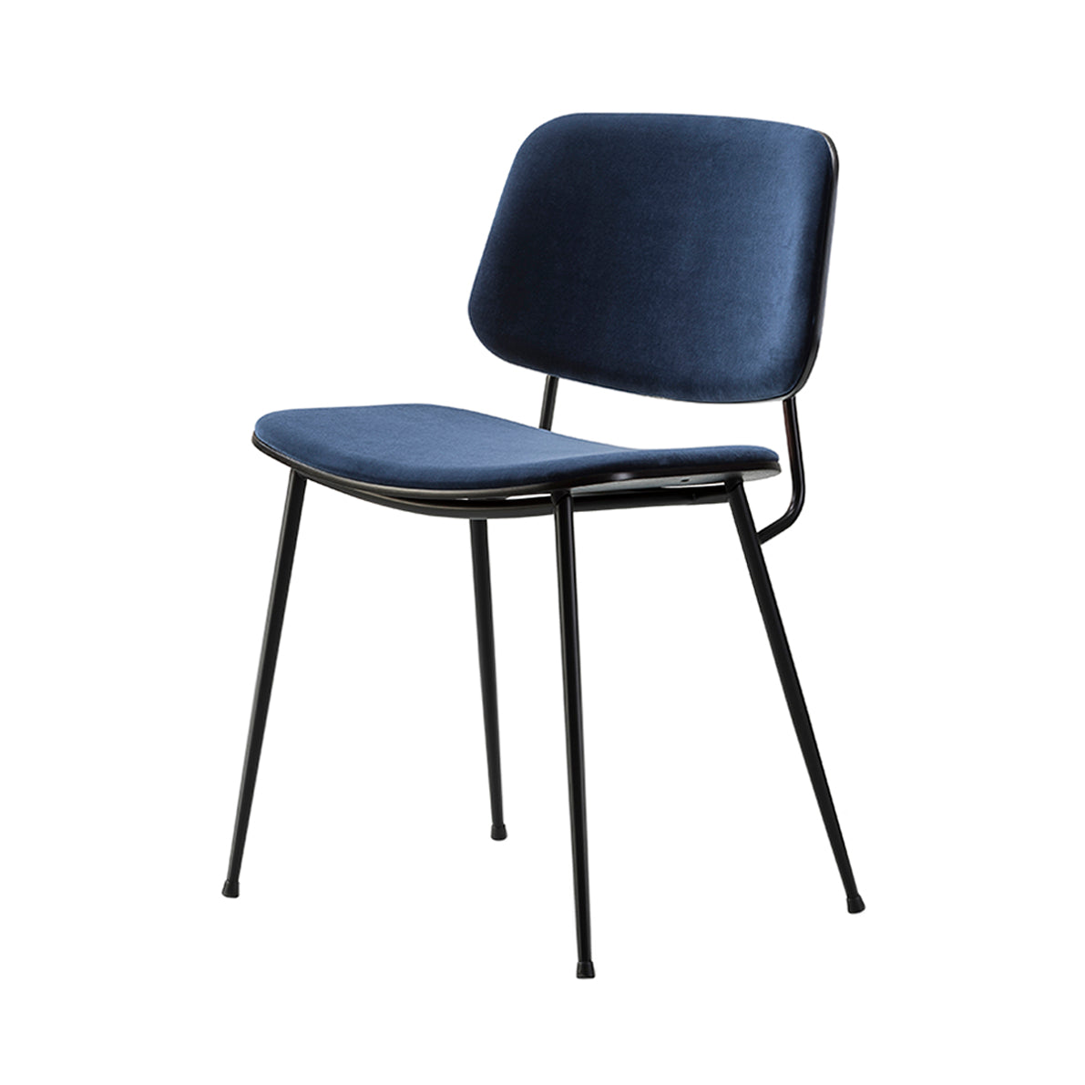 Soborg Metal Base Chair: Seat + Back Upholstered + Black Lacquered Oak + Black