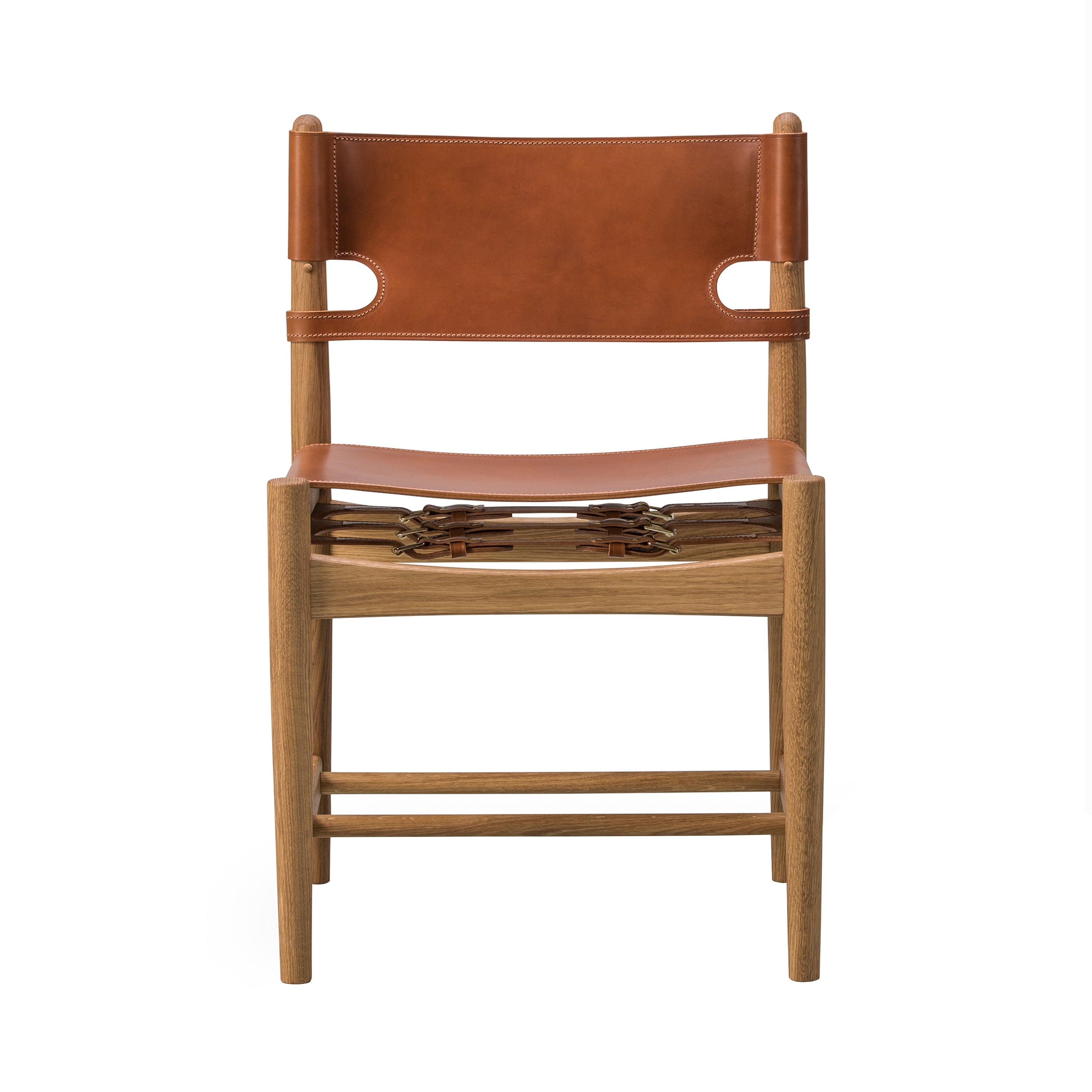 The Spanish Dining Chair: Without Arm + Oiled Oak + Cognac