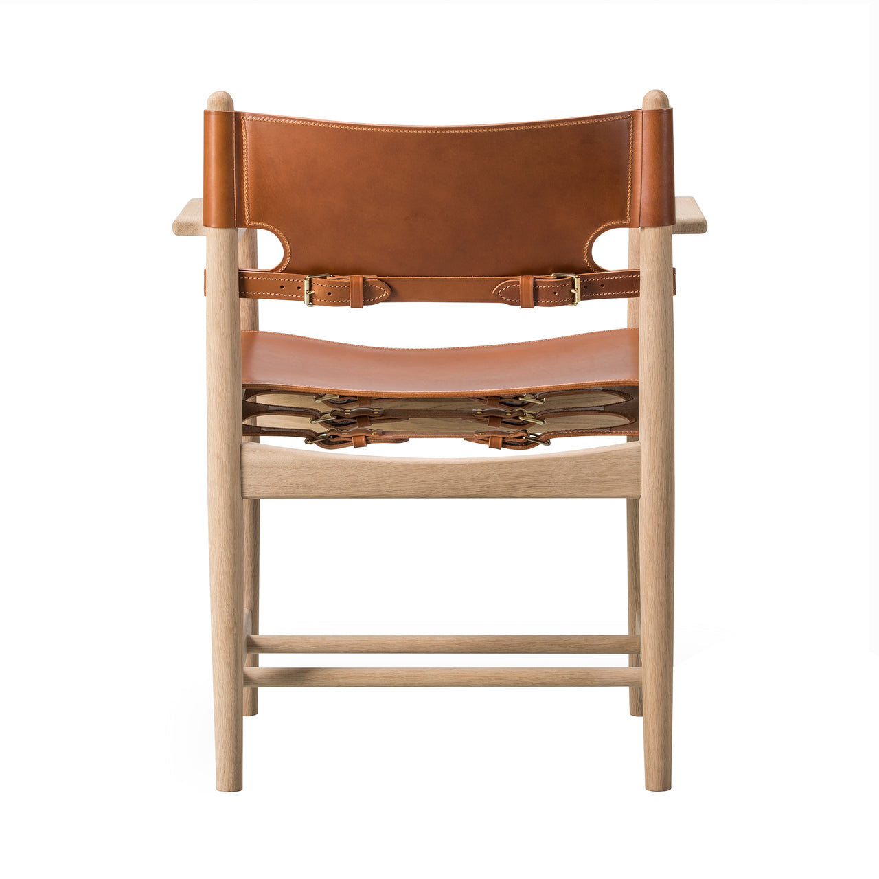 The Spanish Dining Chair: With Arm + Soaped Oak + Cognac