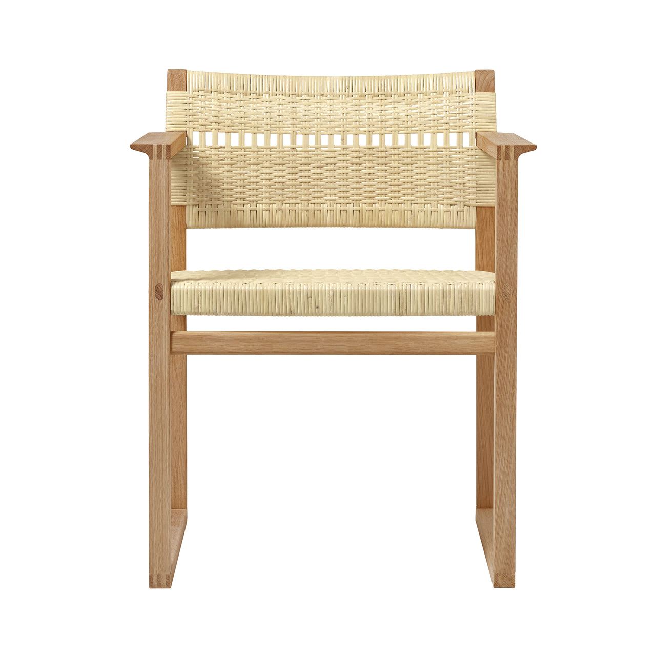BM62 + BM61 Chair: Natural Cane Wicker + With Arm + Oiled Oak
