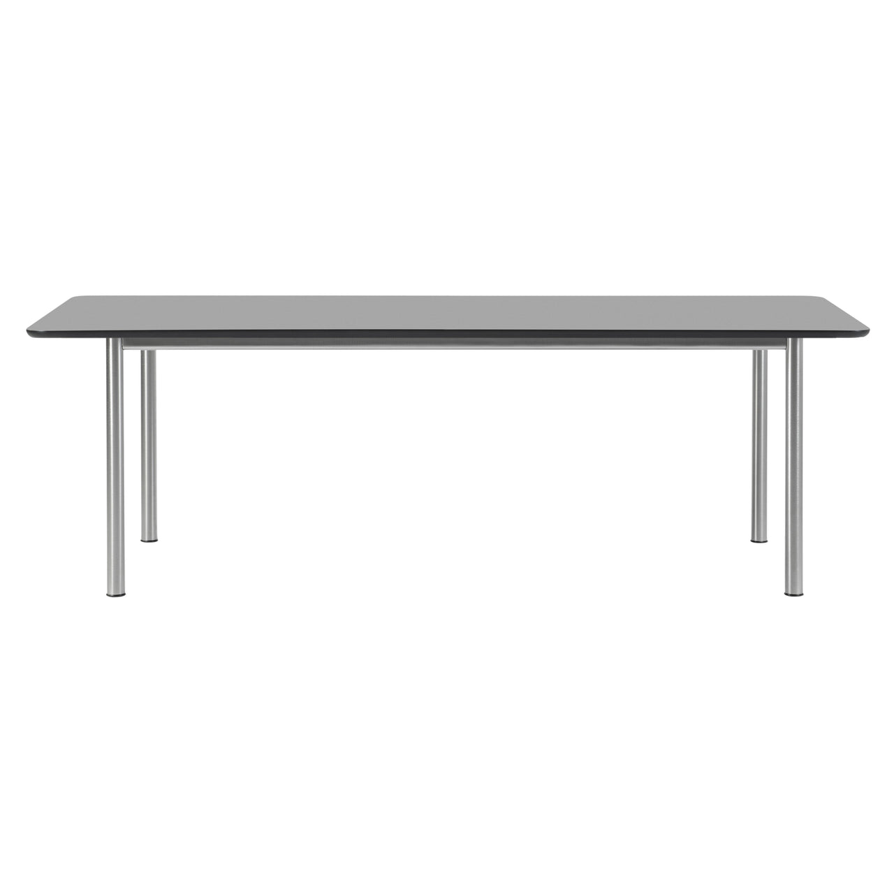 Plan Table: Black Laminate + Brushed Steel