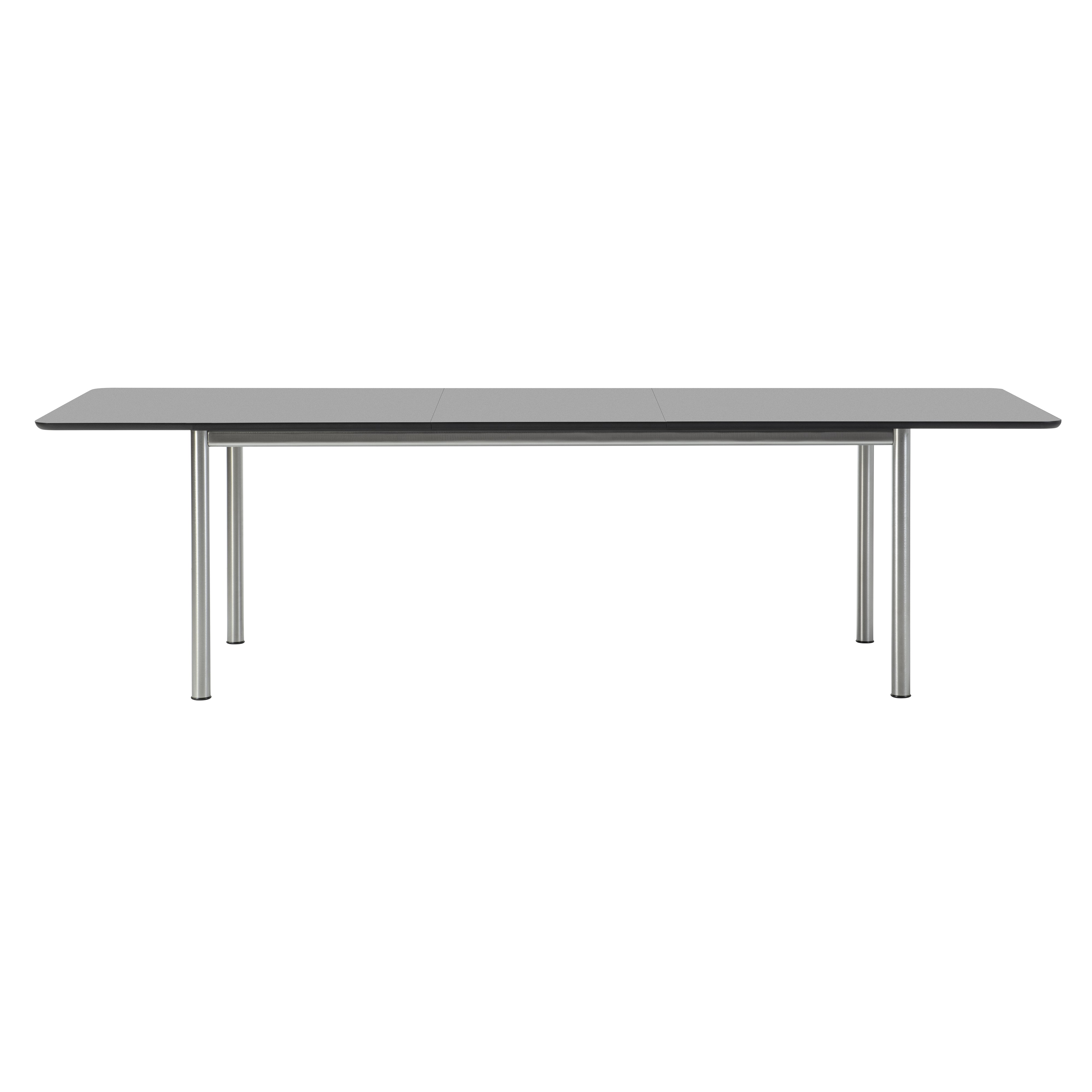 Plan Extendable Table: Black Laminate + Brushed Steel