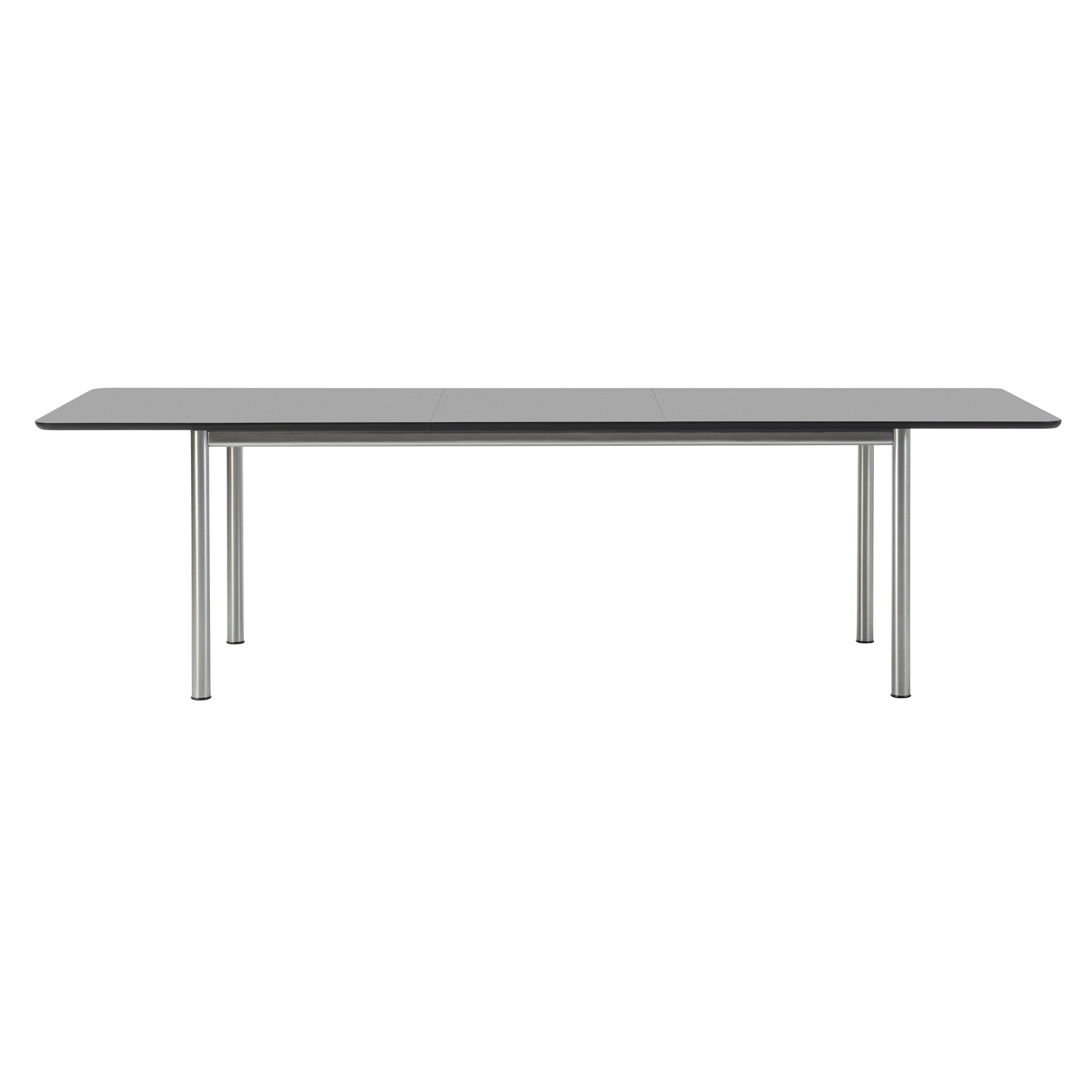 Plan Table: Extendable + Black Laminate + Brushed Steel