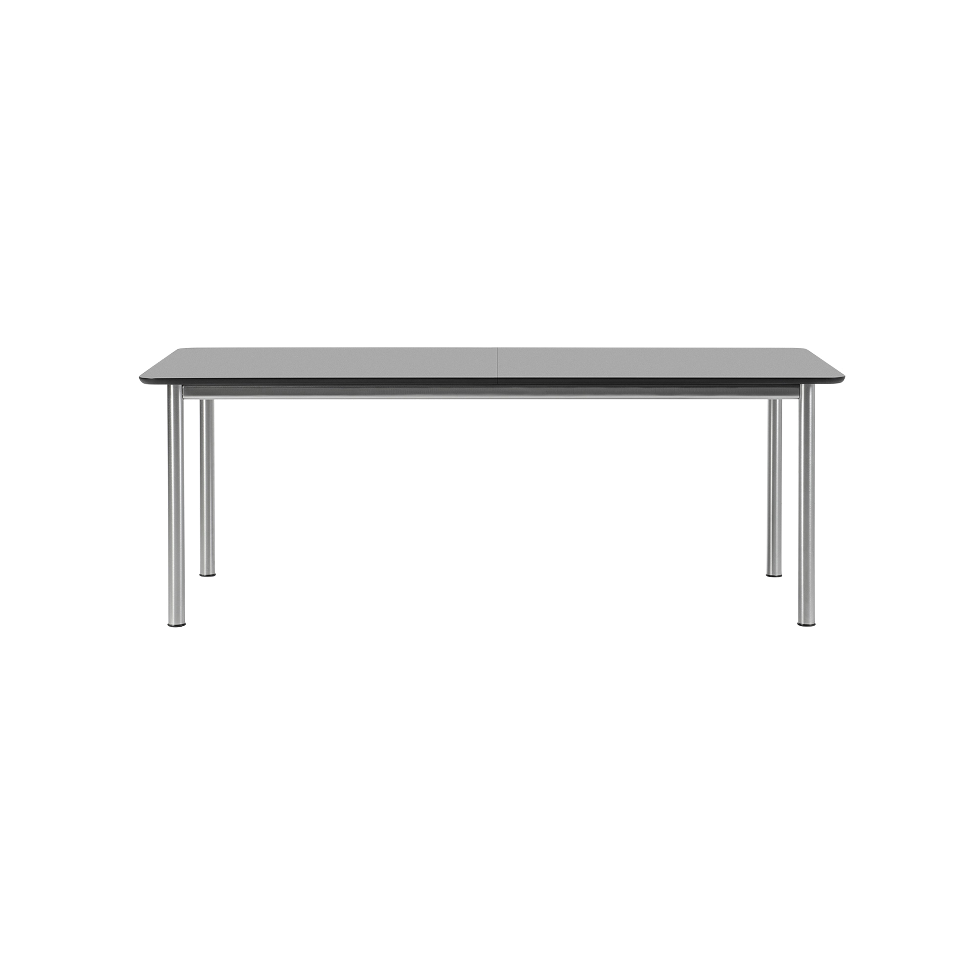 Plan Table: Extendable + Black + Brushed Steel