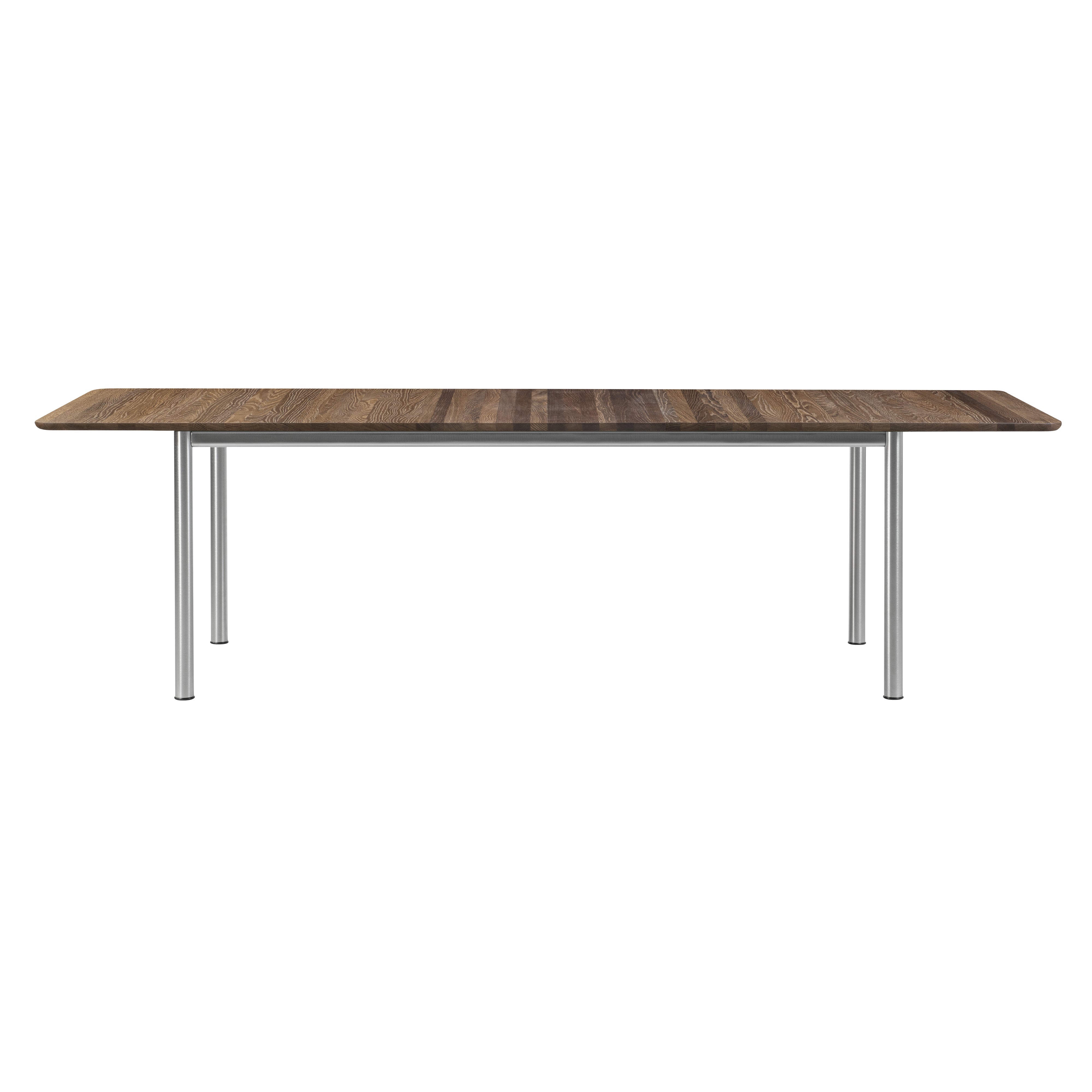 Plan Extendable Table: Smoked Oiled Oak + Brushed Steel