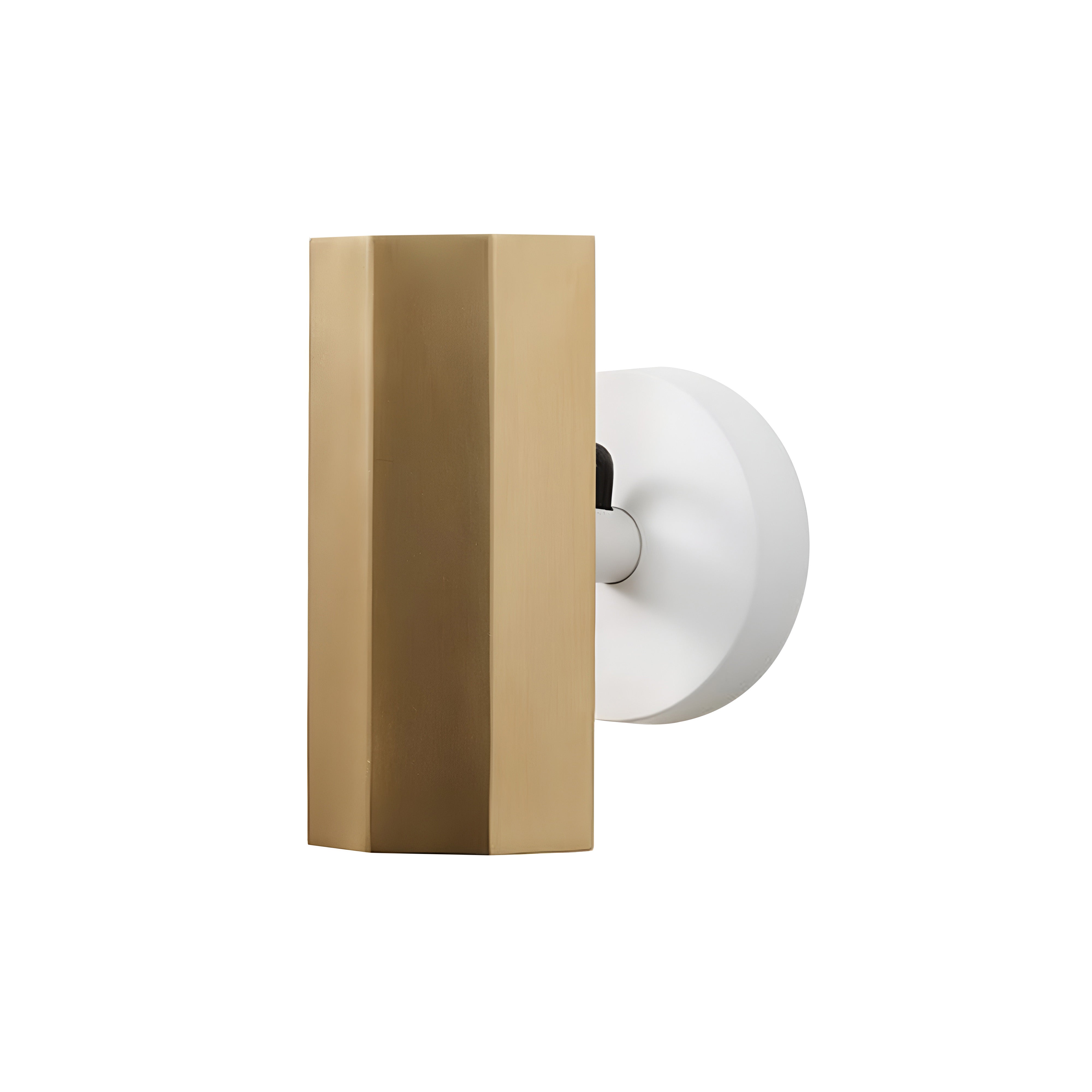 Brim Sconce: Faceted + Without Switch + Satin Brass + Matt White