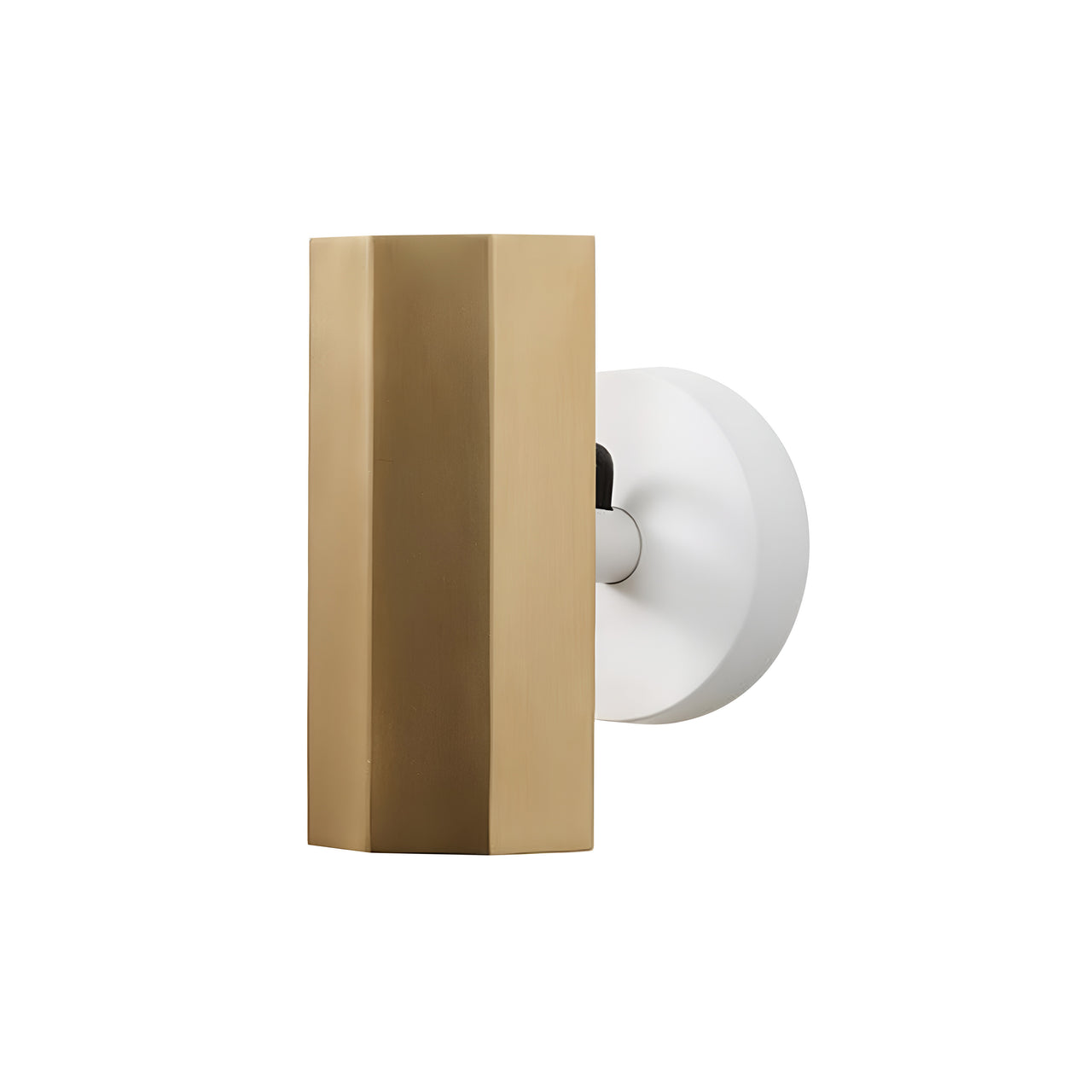 Brim Sconce: Faceted + Without Switch + Satin Brass + Matt White