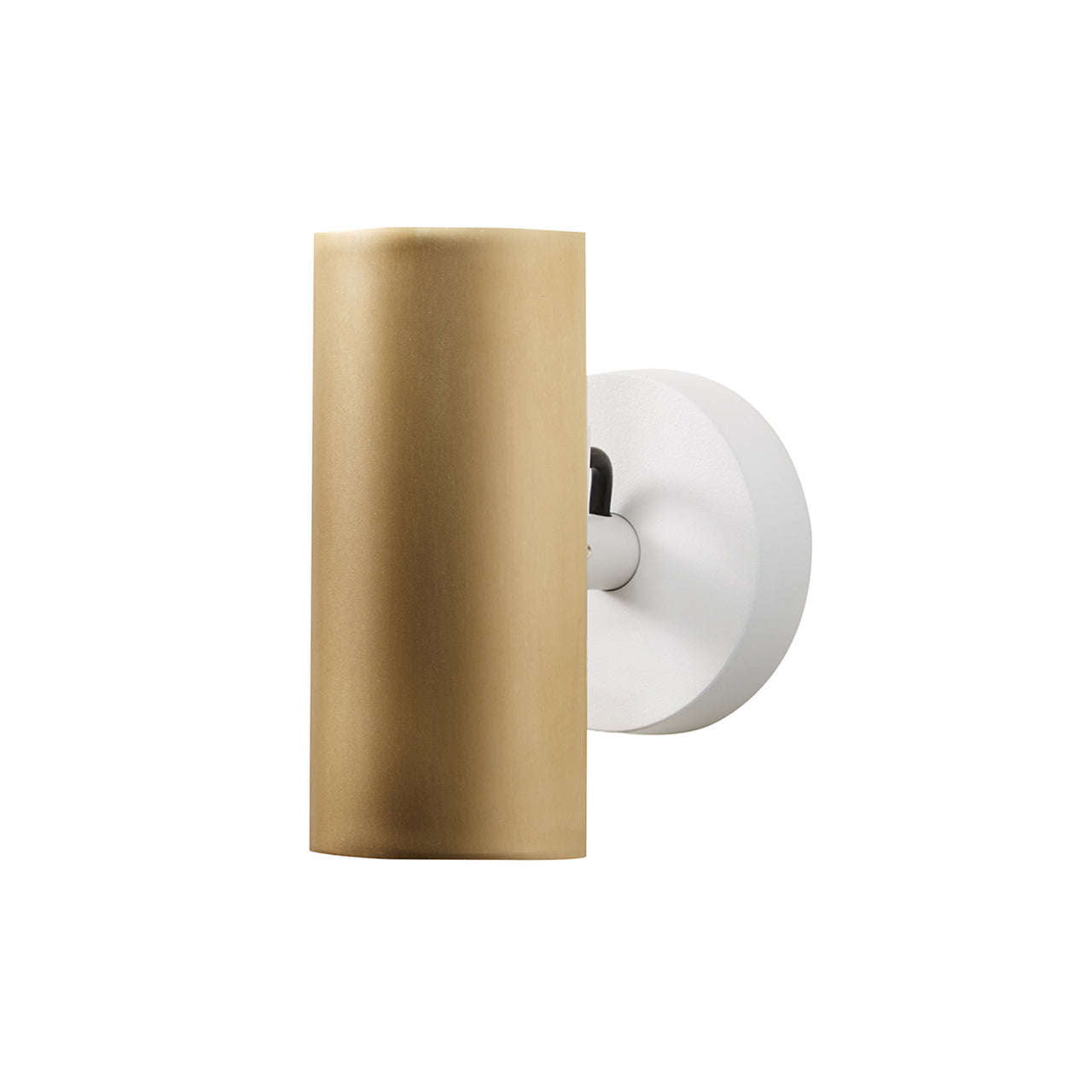 Brim Sconce: Round + Without Switch + Satin Brass + Matt White