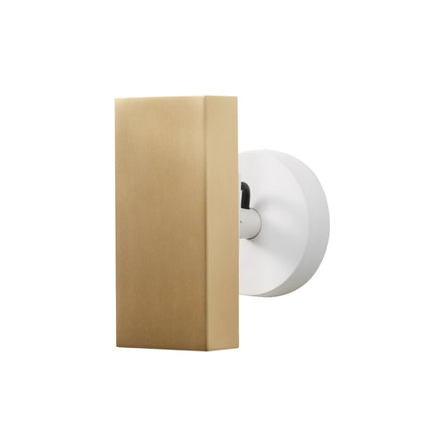 Brim Sconce: Square + Without Switch + Satin Brass + Matt White