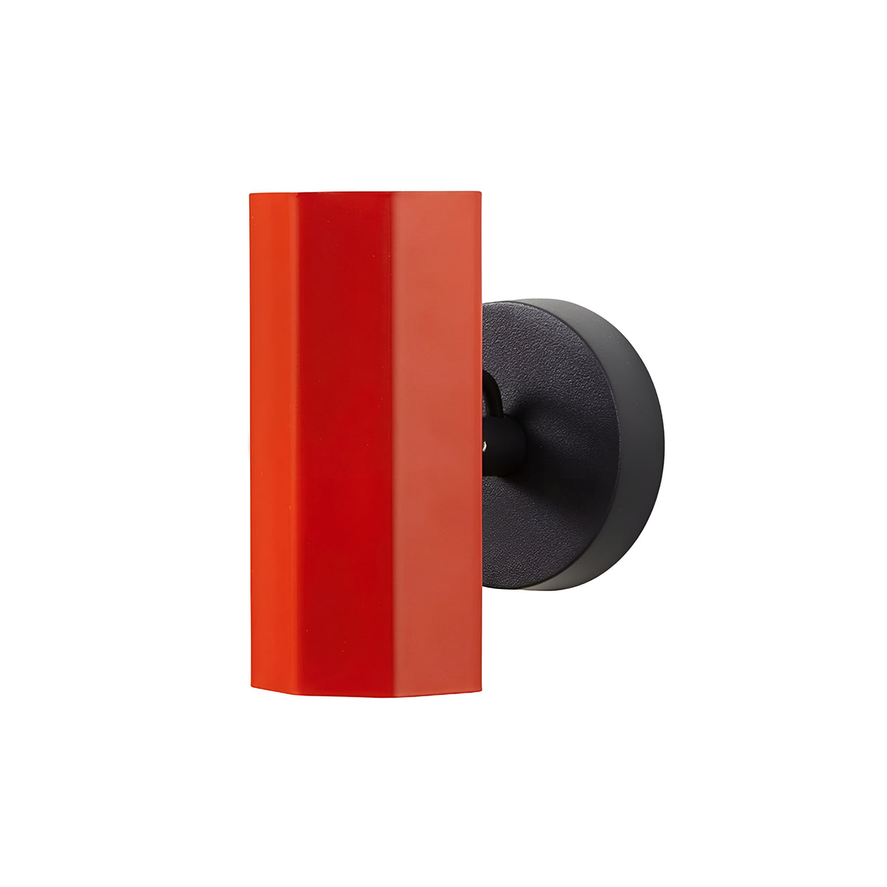 Brim Sconce: Faceted + Without Switch + Vermilion + Matt Black