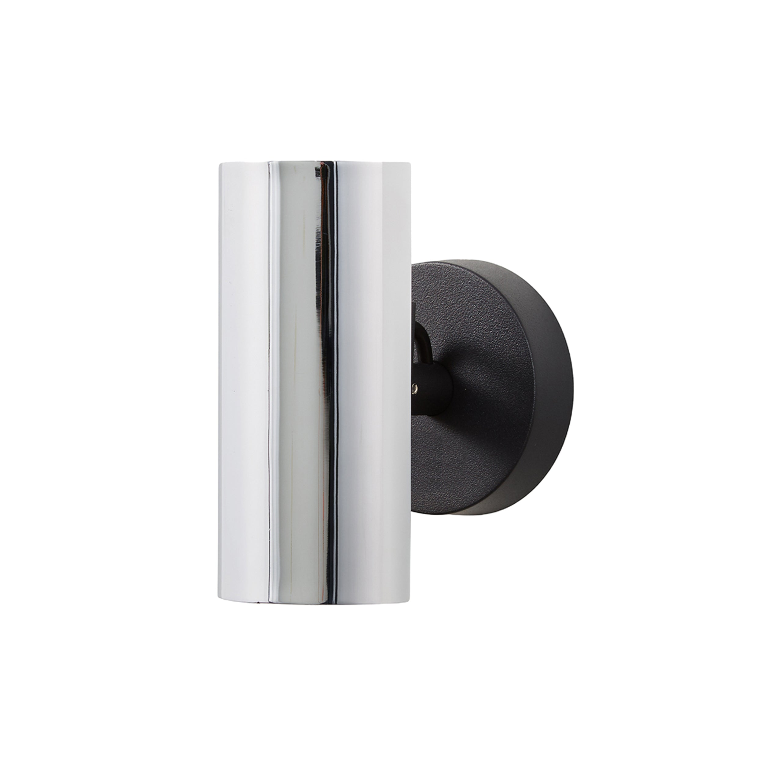 Brim Sconce: Round + Without Switch + Polished Chrome + Matt Black