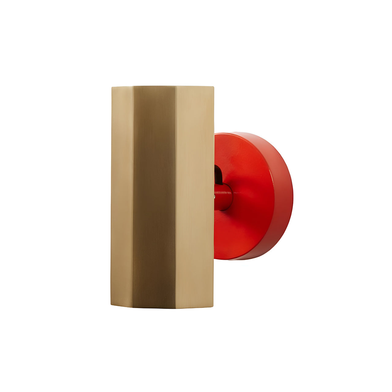 Brim Sconce: Faceted + Without Switch + Satin Brass + Vermilion